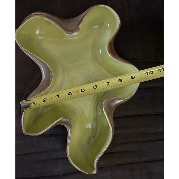Vintage MCM Red Wing Atomic Lime Green Brown Pottery Console Bowl - Picture 6 of 7